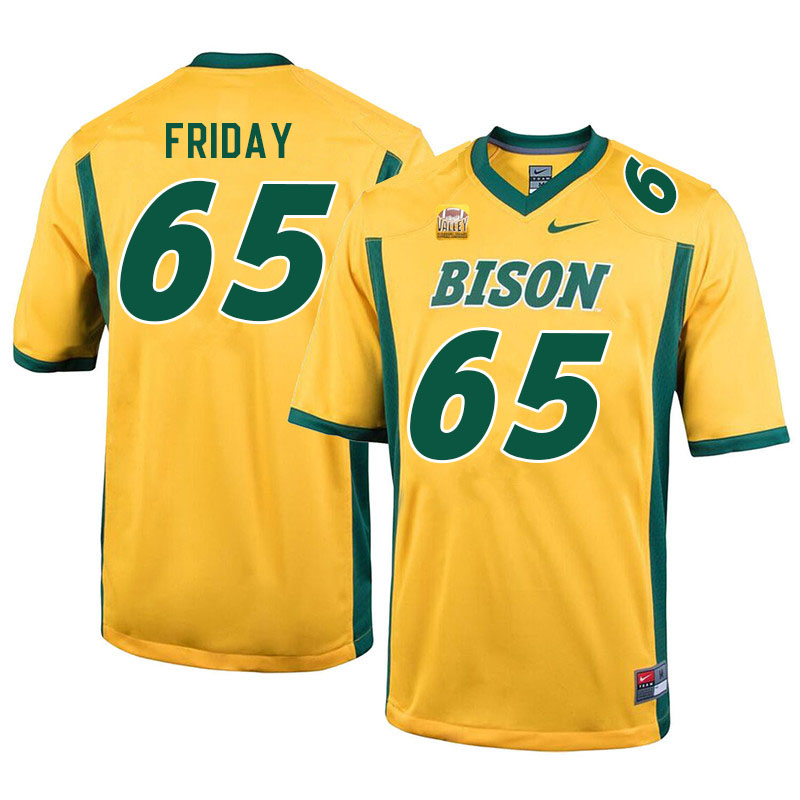 Men #65 Bryce Friday North Dakota State Bison College Football Jerseys Sale-Yellow - Click Image to Close